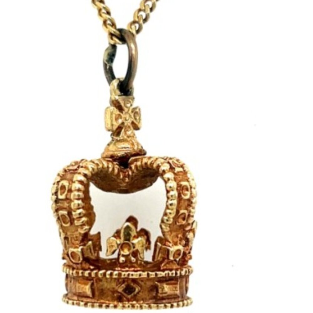 14k KING's Crown for the King in Your Life Yellow Gold  Amazing 1 1/8th" Pendant